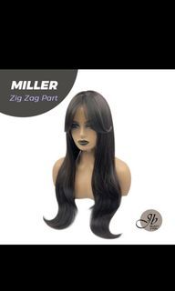 JbSelect4u Miller wig 26 inches soft black zigzag part with bangs