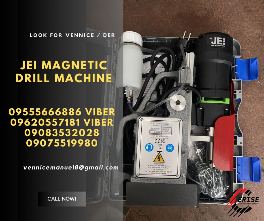 JEI magnetic drill machine (Category: Construction Tools & Equipment) located in Manila. Submitted by vlmhardwarevennice (Listing ID 1294289115, Image 1). Description: CERISE CONSTRUCTION SUPPLY Look for vennice Office located at 1147ALORENZO ST ABAD SANTOS TONDO MNL satellite office at imus cavite .