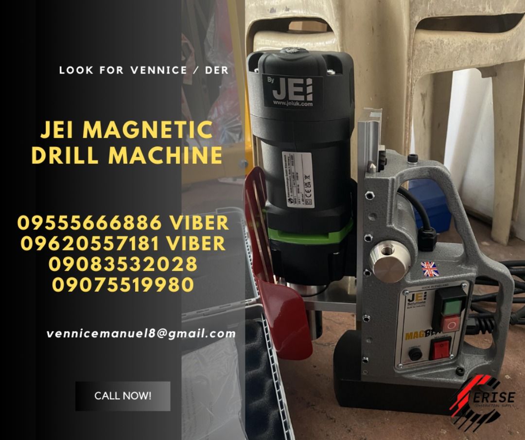 JEI magnetic drill machine (Category: Construction Tools & Equipment) located in Manila. Submitted by vlmhardwarevennice (Listing ID 1294289115, Image 2). Description: CERISE CONSTRUCTION SUPPLY Look for vennice Office located at 1147ALORENZO ST ABAD SANTOS TONDO MNL satellite office at imus cavite .