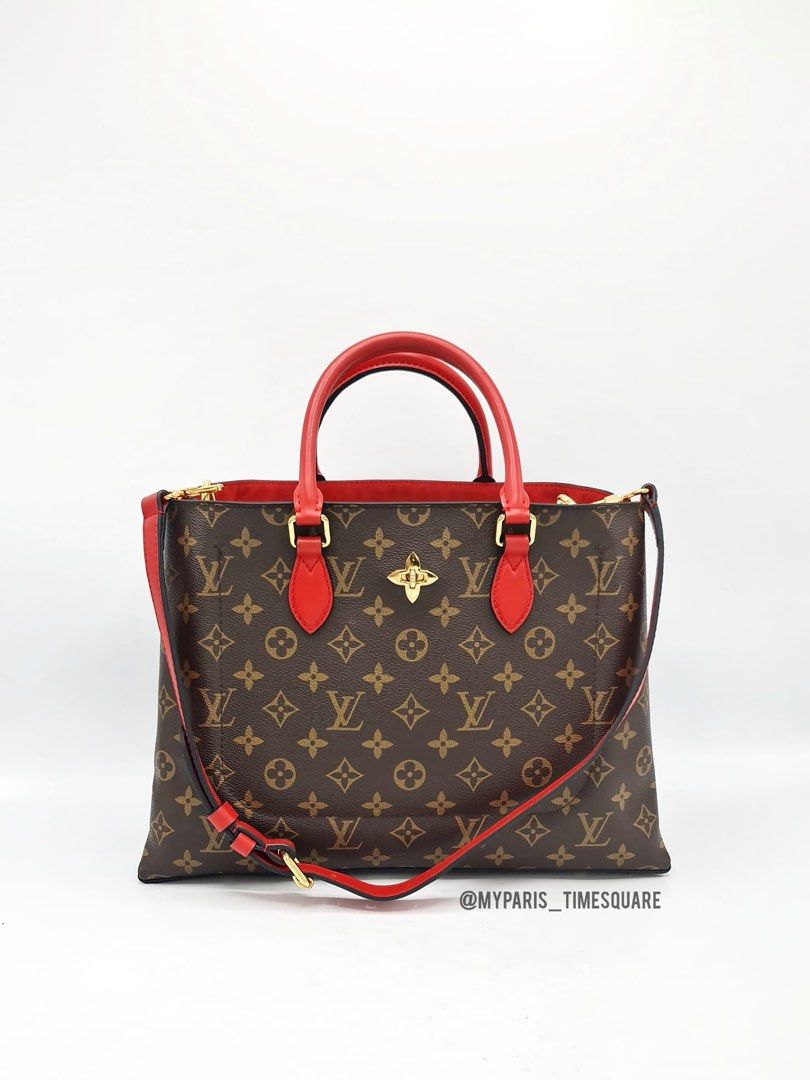 LV Monogram Canvas Flower Tote Coquelicot Red Luxury Bags Wallets on Carousell