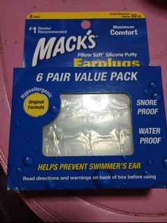 Mack's ear plugs 6 pairs per box