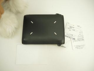 Maison Margiela 4 Stitches Compact Zip Wallet in Black Calfskin Authentic