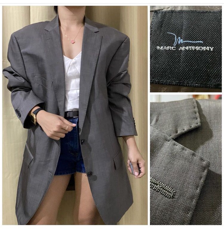 Imported Marc Anthony gray brown blazer coat XXL Men s Fashion Coats Jackets and Outerwear on Carousell