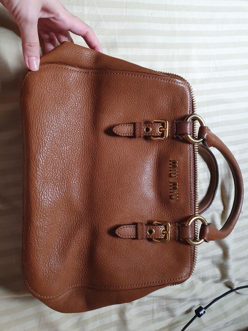 miu miu brown bauletto madras bag madras doctor bag sling bag branded authentic top handle bag sling bag