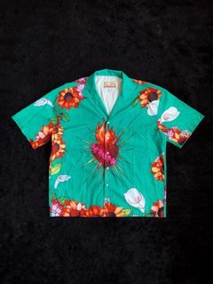 PLEASURES - “Sacred Heart” Camp Collar Button Down Shirt Made in Rayon Materials