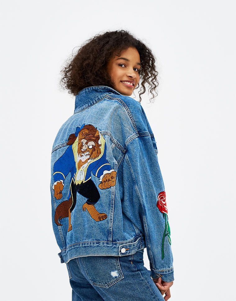 Pull and Bear Beauty and the Beast Oversized Denim Jacket Carousell