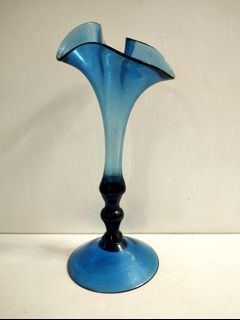 Raffled Hand Blown Glass Vase