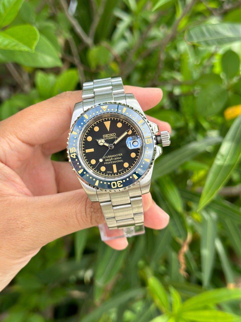 Custom Seiko Patina Blue Bezel Luxury Watches on Carousell