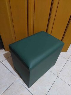 Rectangle Stool Chair Leather Black Uratex Foam