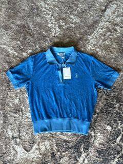 Sporty & Rich S&R Blue Terry Tennis Golf Polo Shirt