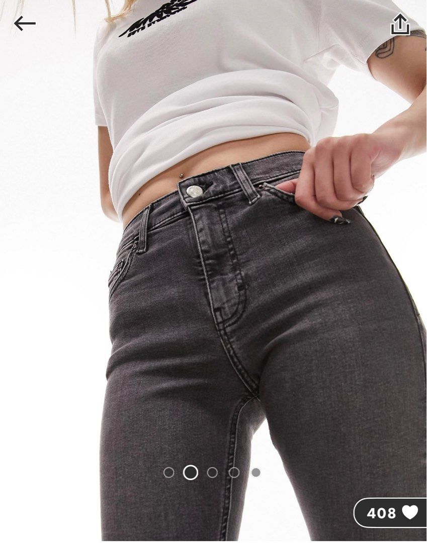 Topshop Jamie Petite Jeans in Black Wash W26L28