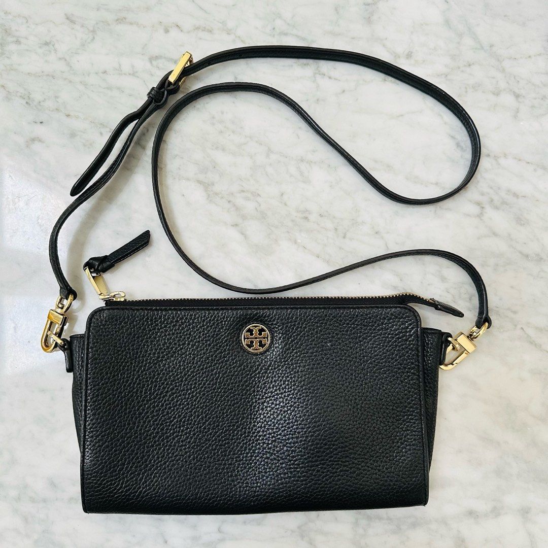 Tory burch crossbody black leather adjustable strap