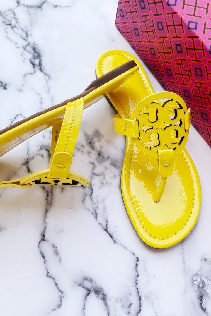 Yellow tory burch sandals hot sale