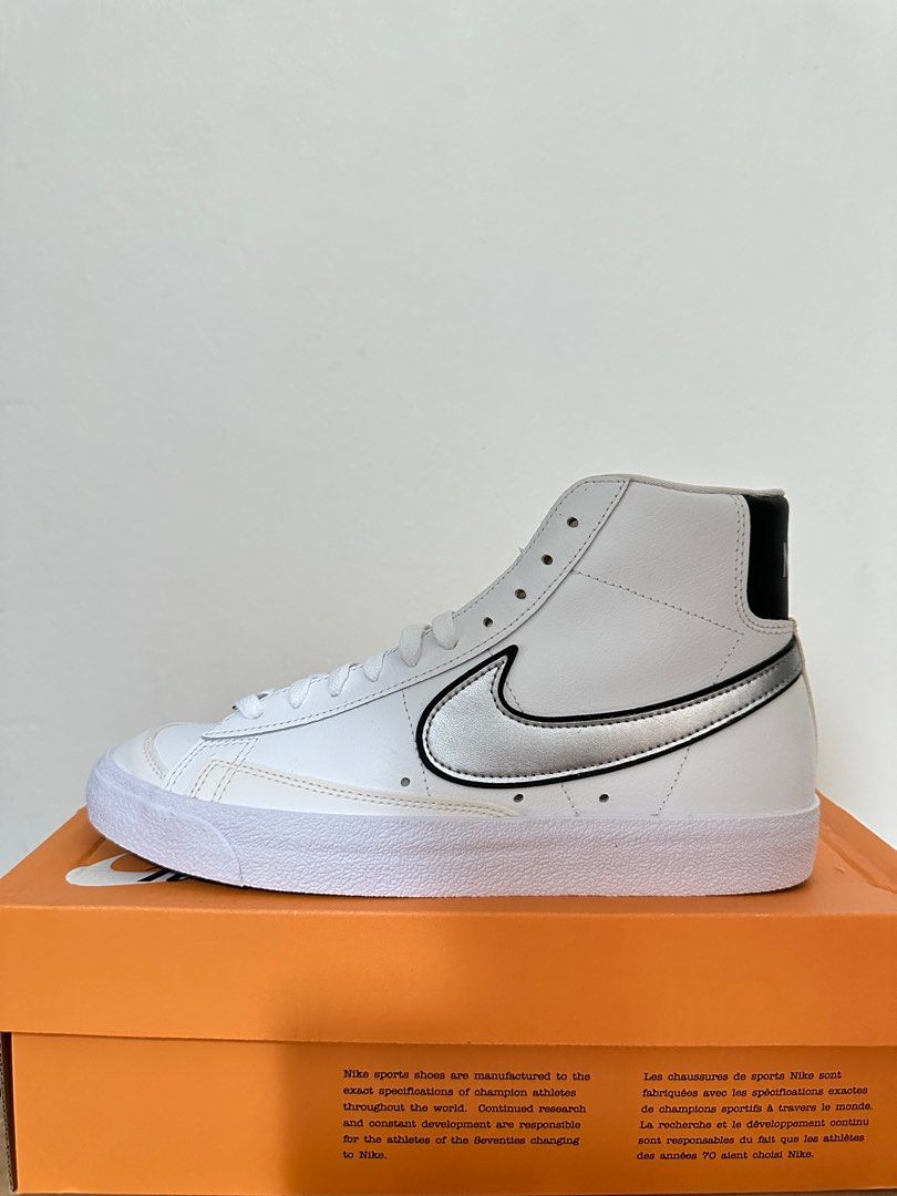nike blazer white silver