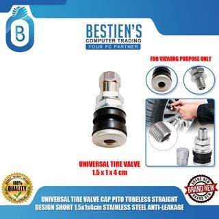 UNIVERSAL TIRE VALVE CAP PITO TUBELESS STRAIGHT DESIGN SHORT 1.5x1x4cm STAINLESS STEEL ANTI-LEAKAGE