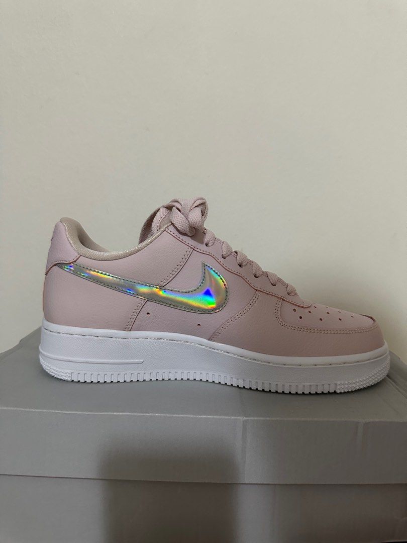 US 8w 6.5m Nike Air Force 1 Low Cut Top Pink Iridescent White Barely Rose AF1 Forces One
