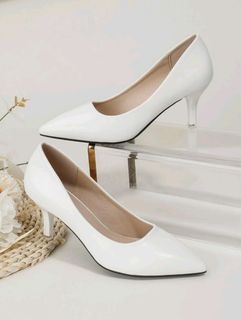White Casual Pointed Heels Shoes