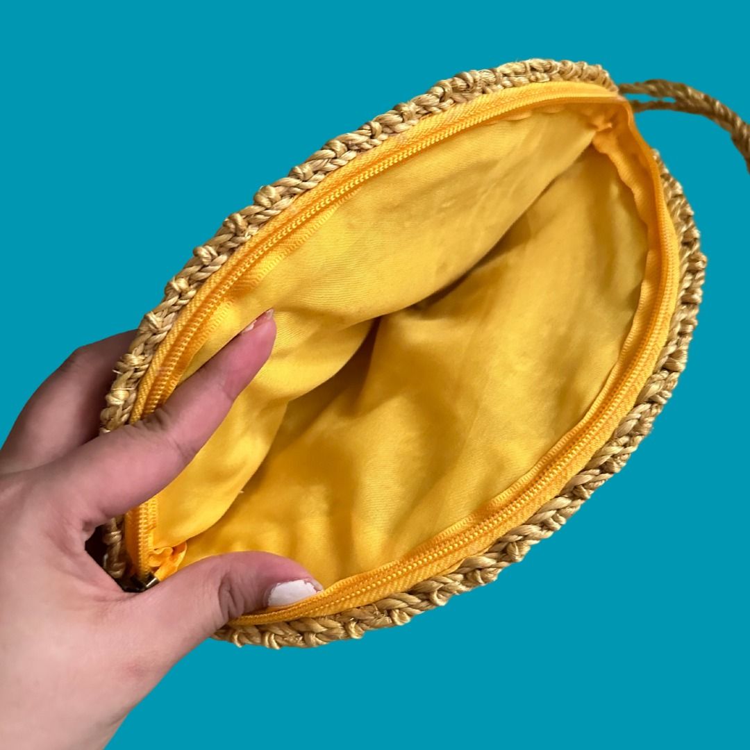 Yellow Rattan Pamaypay Fan Wristlet Clutch Women s Fashion Bags Wallets Clutches on Carousell