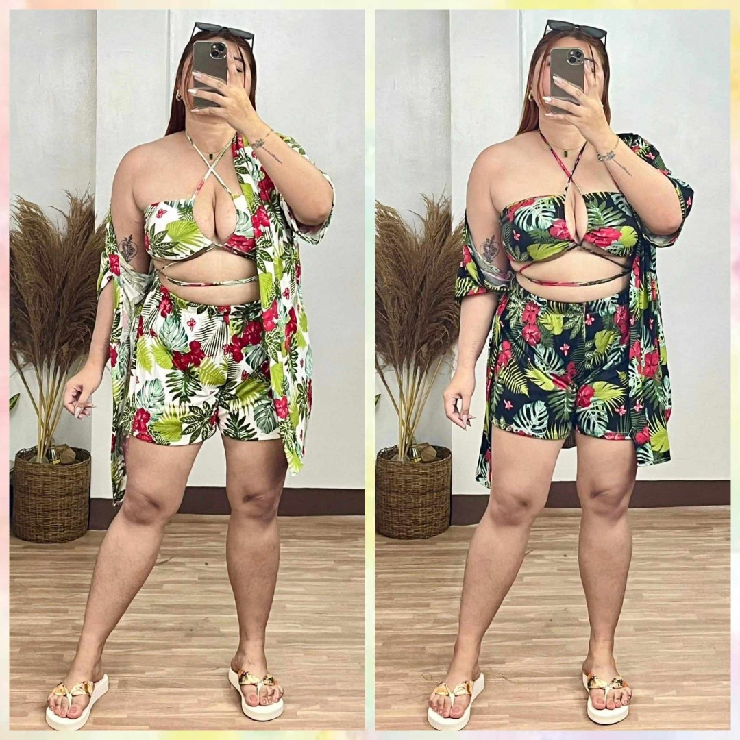 2XL Plus Size 3 in 1 Swimsuit Set Swimming Shorts Bra and Cover Up Set Women s Fashion Swimwear Bikinis Swimsuits on Carousell