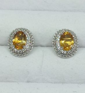 8x6mm Unheated Brazil Citrine  S925 Sterling Silver Earring