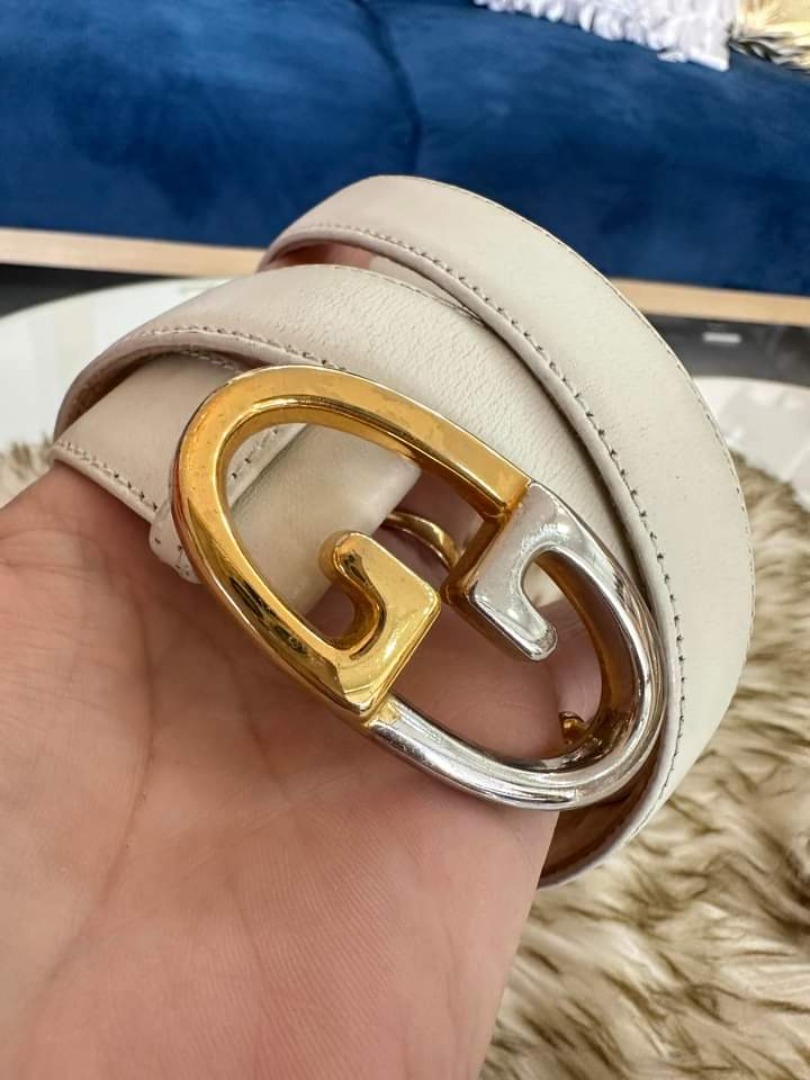 Gucci belt all white best sale