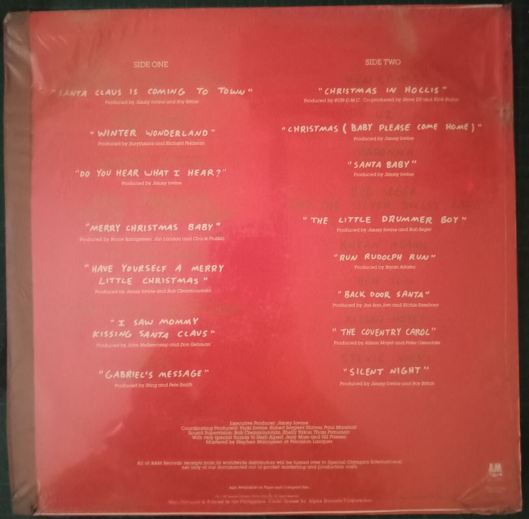 A Very Special Christmas LP #117 (Category: Vinyls) located in Iloilo. Submitted by cdex.200300 (Listing ID 1294530138, Image 2). Description: Description: A Very Special Christmas Long-Playing Album A compilation of famous Singers. Remarks: • Outer and Inner sleeves are still intact. • The vinyl record is in good condition with minimal apparent scratches, not even audible. • No major scratches on vinyl that can cause the stylus to jump. Reasons 