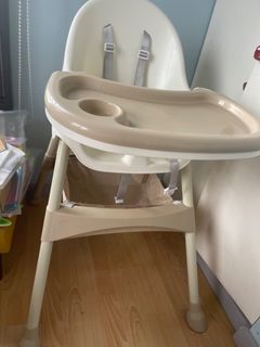 Baby High chair beige cream white 2 tone color unisex baby chair
