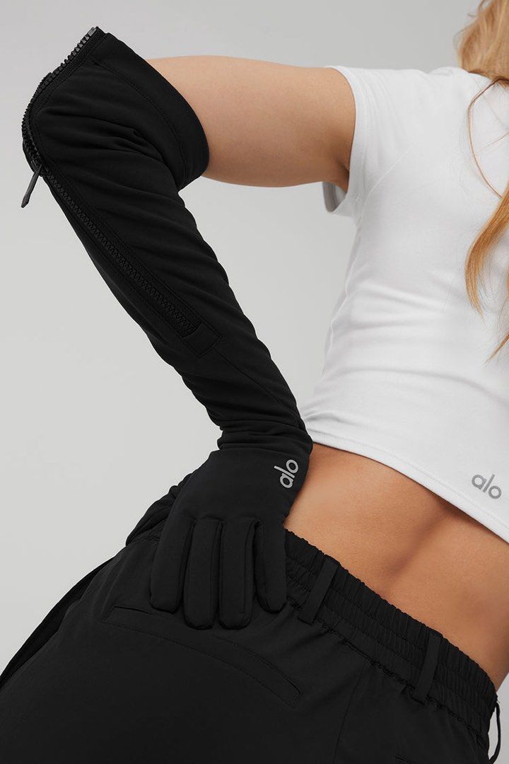 BNWT ALO YOGA Sleek City Gloves Size xs/s & m/l/winter glove black (Category: Activewear) located in Singapore. Submitted by theauthentic.co (Listing ID 1294616891, Image 2). Description: BNWT 100% authentic from alo yoga website RTP S$100 Your cool-weather MVP. Keep your hands warm and toasty on post-workout adventures in the Sleek City Gloves. The sleek, longer length makes these gloves a need-now accessory for elevating any look. FIT Elbow len