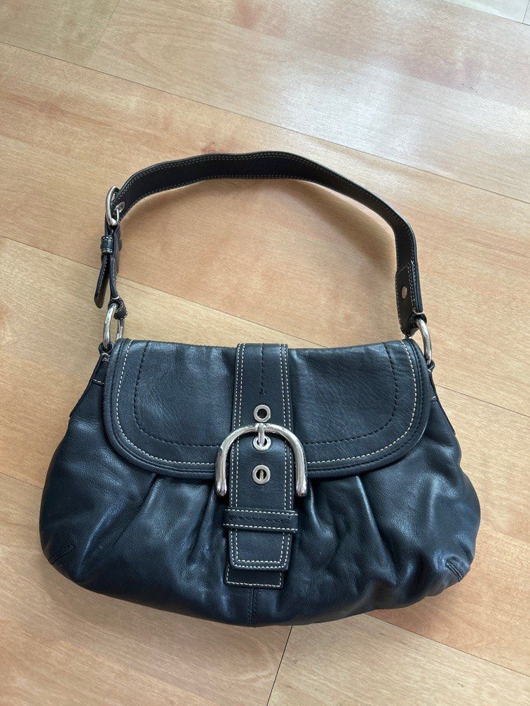 coach black leather pleated soho hobo bag F15204 vintage pinterest