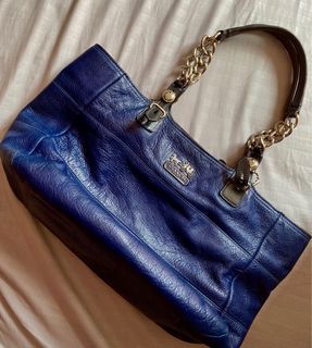 Coach Madison Blue Leather Shoulder Bag #K0968-14111 With Logo Charm Tag Attached!