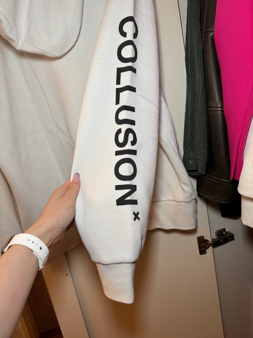 White collusion hoodie top
