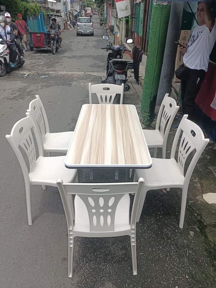 Foldable table and chairs good quality cash on delivery💯 (Category: Tables & Sets) located in Quezon City. Submitted by joycemanahan (Listing ID 1294448988, Image 1). Description: ‼️ ON HAND‼️ FOLDABLE TABLE WITH HAMPAS CHAIR SET💥💥💥 ✅️ PWDE PANG DINING ✅️ PWDE PANG BUSSINESS/ RESTAURANT/PARESAN/MILKTEA AT IBA PA ✅️ MATIBAY NA TABLE AT UPUAN KAHIT IBALIBAG NAPAKA ELASTIC COLORS AVAILABLE💥💥💥 WHITE MARBLE📌BLACK MARBLE📌 PLAIN BLACK📌 YELLOW 