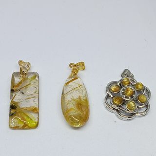 Golden Rutilated Quartz Pendants. Nature Stone. Price per piece.