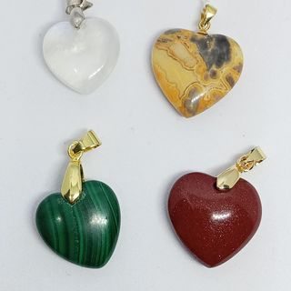 Heart Shape Carving Precious Stone Pendants. Different Stone. Different Price. Nature Stone