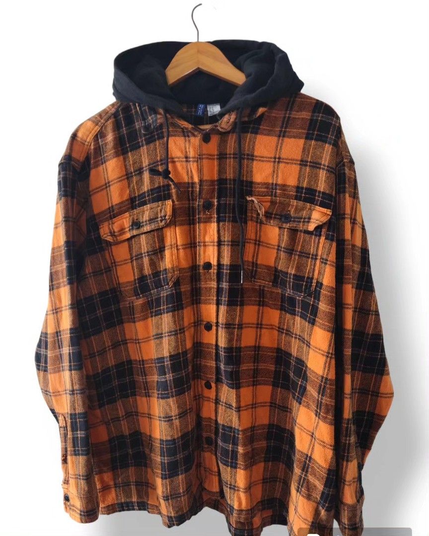 H M hoodie flannel Men s Fashion Tops Sets Hoodies on Carousell