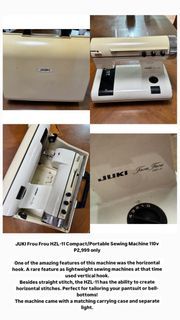 JUKI Frou Frou HZL-11 Compact/Portable Sewing Machine 110v