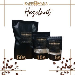 Kafe Mana HAZELNUT Coffee Drip Bag 5s, 10s, 50s Medium Ground Instant Brew Instant Drip Coffee Pour Over Local Organic