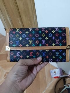 lv black multi color wallet