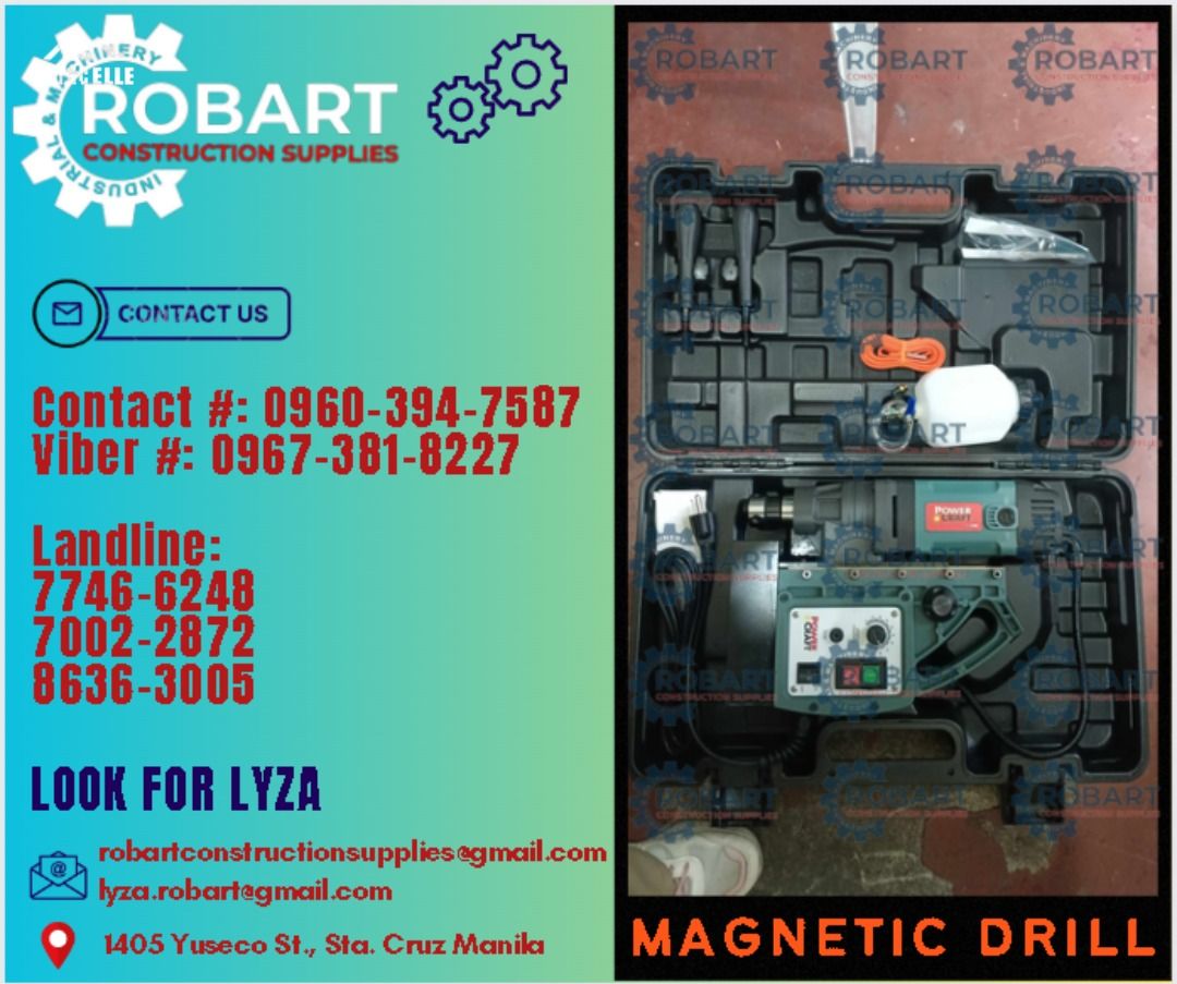 Magnetic Drill (Category: Construction Tools & Equipment) located in Manila. Submitted by lyzarobart11 (Listing ID 1294515220, Image 1). Description: Magnetic Drill 50mm 220v Model: PCMD-50 Brand: Powercraft 𝐒𝐄𝐍𝐃 𝐔𝐒 𝐌𝐄𝐒𝐒𝐀𝐆𝐄 𝐅𝐎𝐑 𝐈𝐍𝐐𝐔𝐈𝐑𝐈𝐄𝐒 ‼️ 0 9 6 7 3 8 1 8 2 2 7 0 9 6 0 3 9 4 7 5 8 7 𝐋𝐚𝐧𝐝𝐥𝐢𝐧𝐞 𝐍𝐮𝐦𝐛𝐞𝐫𝐬: 𝟕 𝟕 𝟒 𝟔 - 𝟔 𝟐 𝟒 𝟖 / 𝟕 𝟎 𝟎 𝟐 - 𝟐 𝟖 𝟕 𝟐 / 𝟖 𝟔 𝟑 𝟔 - 𝟑 𝟎 𝟎 𝟓 𝐋𝐎𝐎𝐊 𝐅𝐎𝐑 𝐋𝐘𝐙𝐀 