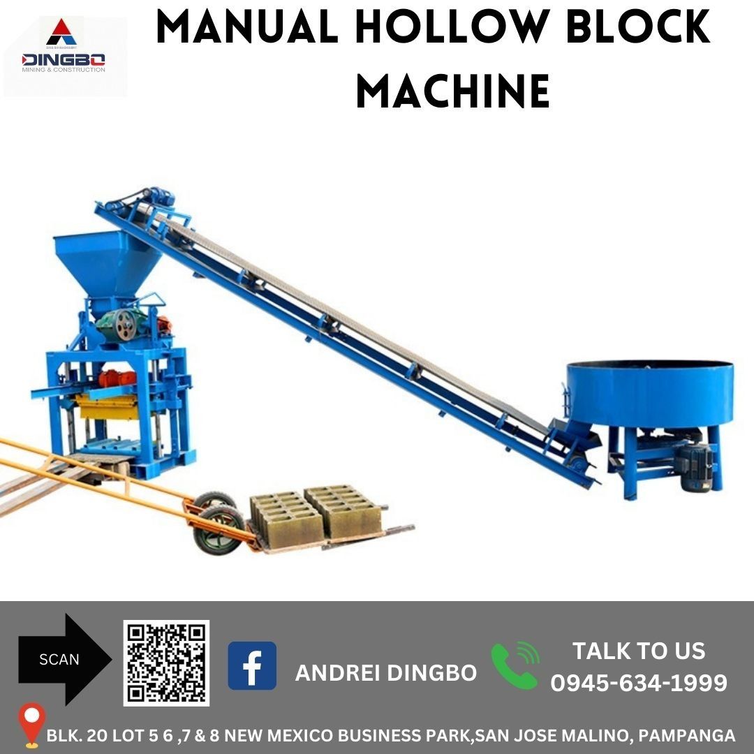 MANUAL HOLLOW BLOCK MACHINE (Category: Construction Tools & Equipment) located in Mexico. Submitted by andreidingb02024 (Listing ID 1294462214, Image 1). Description: MANUAL HOLLOW BLOCK MACHINE If you're interested please contact us or drop a personal message here in our account. (0945-634-1999).