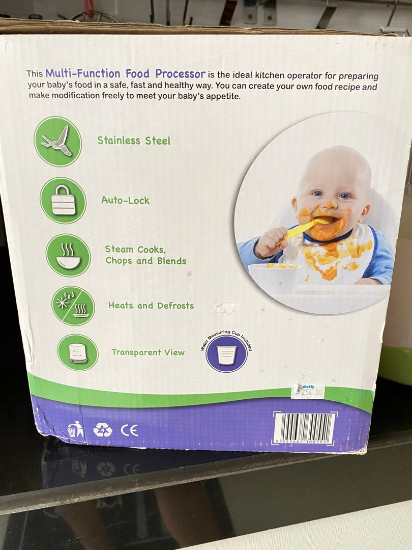Multi-function Food Processor for baby (Category: Breastfeeding & Bottle Feeding) located in Petaling Jaya. Submitted by missbeestore (Listing ID 1294559527, Image 3). Description: Original price RM250+. Only used it to prepare food for the first three months because after three months, my baby started finger food. .
