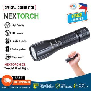 Nextorch C1 Flashlight 140 lumens 86 Meters Range Two Modes AA Battery Waterproof  IPX7  and Shatterproof Breakproof Tactical 13 Hours Run Time Rechargeable Flashlight use for Outdoor Camping Tripping Blackout Maintenance Work VMI Direct