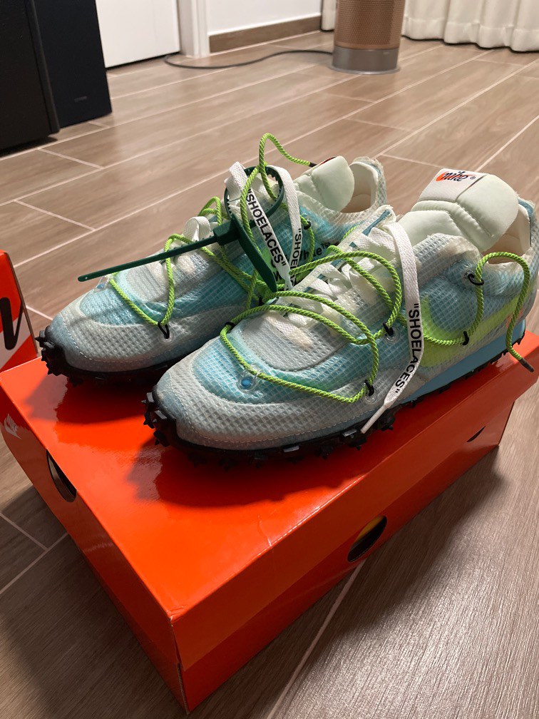 nike off white waffle racer vivid sky