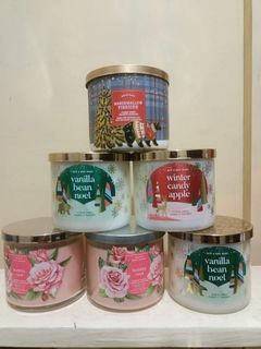 Original Bath & Body Works Scented Candle Vanilla Bean Noel, Winter Candy Apple, Bubbly Rose, Marshmallow Fireside, Peach Bellini