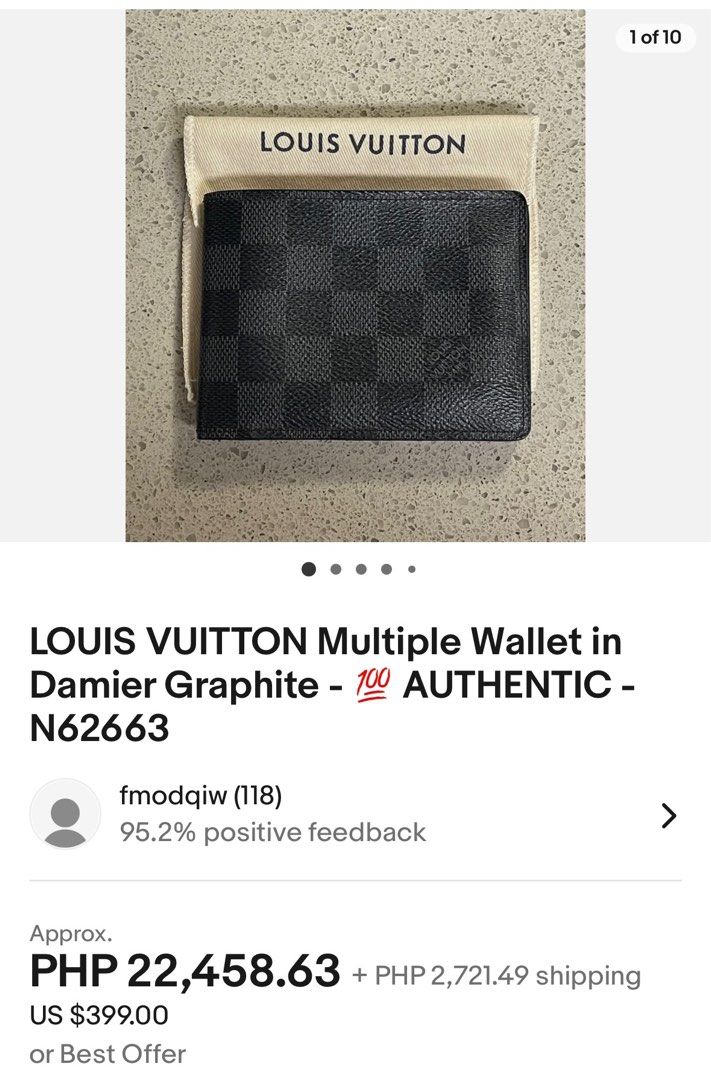 Original LV Multiple Wallet in Damier Graphite (Category: Luxury Bags & Wallets) located in Makati City. Submitted by PrelovedClosetbyCheenaii (Listing ID 1294598369, Image 2). Description: .
