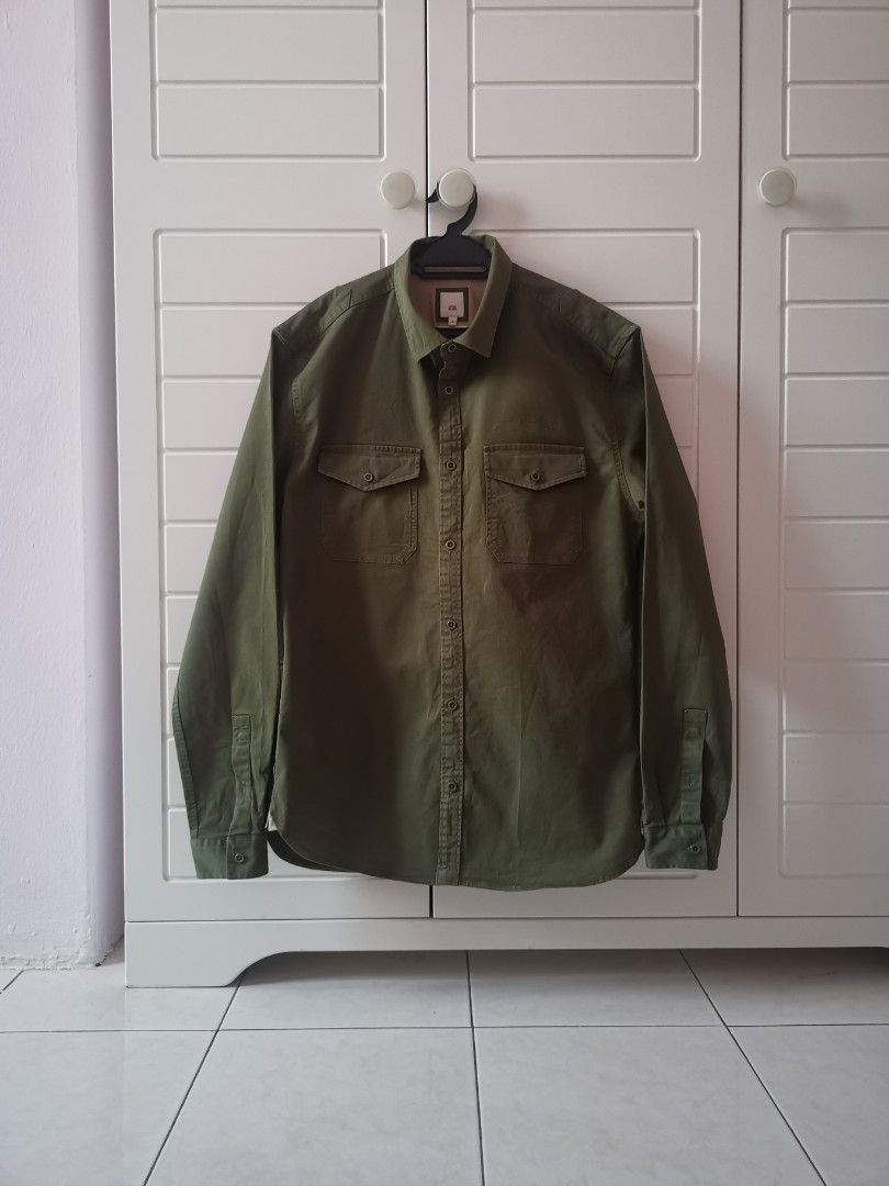 RIVER ISLAND Military Shirt Jacket Army Green