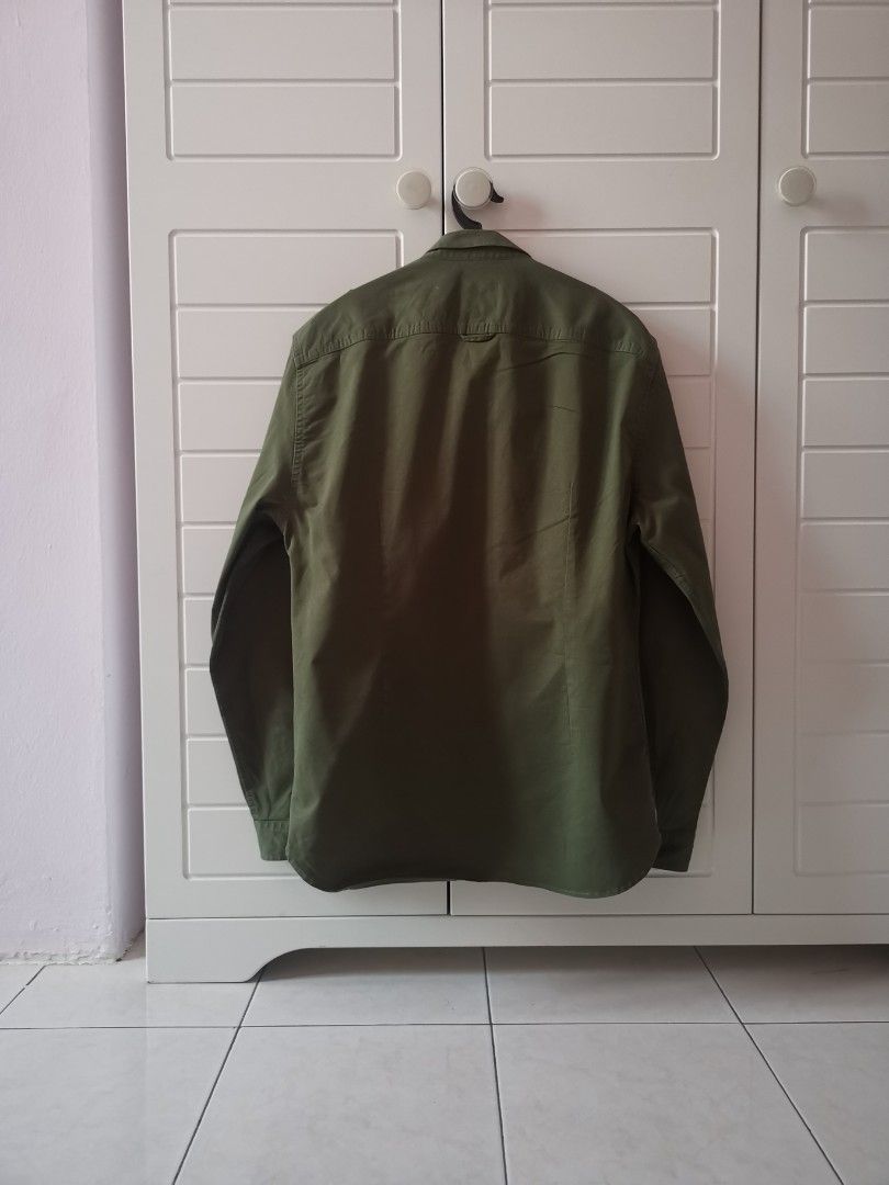RIVER ISLAND Military Shirt Jacket Army Green Men s Fashion Tops Sets Formal Shirts on Carousell