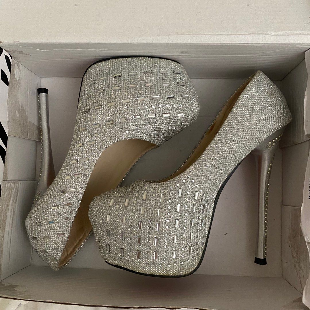 Silver diamond heels sale