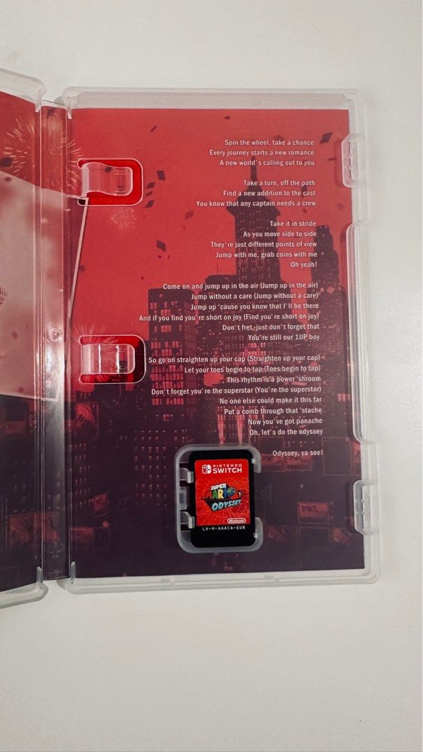 Supermario Odyssey NSW (Category: Nintendo) located in Rizal. Submitted by artandjournals (Listing ID 1294527324, Image 2). Description: Super Mario Odyssey for Nintendo Switch Played and Finished Once Price: 2000php MOP: Gcash/BDO Shipping by buyer: JnT or Lala/Grab from Cainta, Rizal.