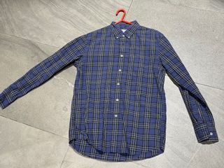 Uniqlo Blue Checkered Polo Shirt Office Work Formal